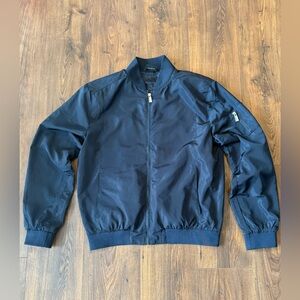 True Classic Men’s Navy Blue Bomber Jacket Size Medium Full Zip Lightweight